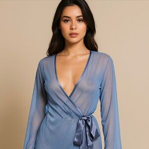 Vintage y2k Frederick’s of Hollywood sheer stretch mesh robe